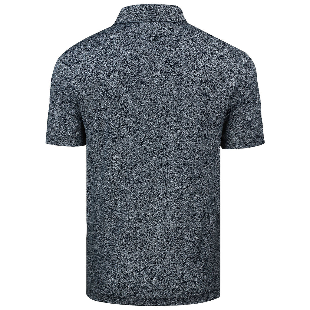 Cutter & Buck Men's Black Pike Constellation Print Stretch Polo