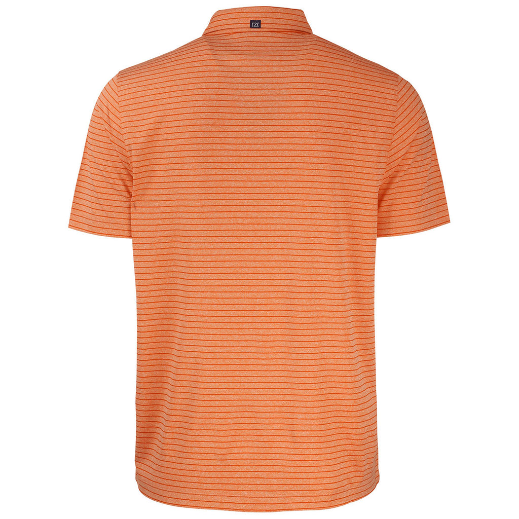 Cutter & Buck Men's College Orange Heather Forge Eco Heather Stripe Stretch Recycled Polo