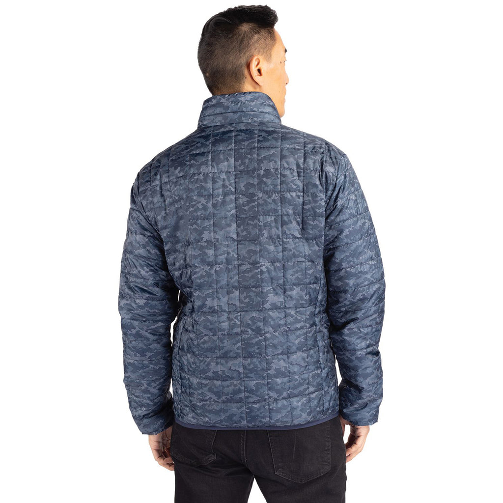 Cutter & Buck Men's Dark Navy Rainer PrimaLoft Eco Insulated Full Zip Printed Puffer Jacket