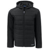 Cutter & Buck Men's Black Evoke Hybrid Eco Softshell Recycled Full Zip Hooded Jacket