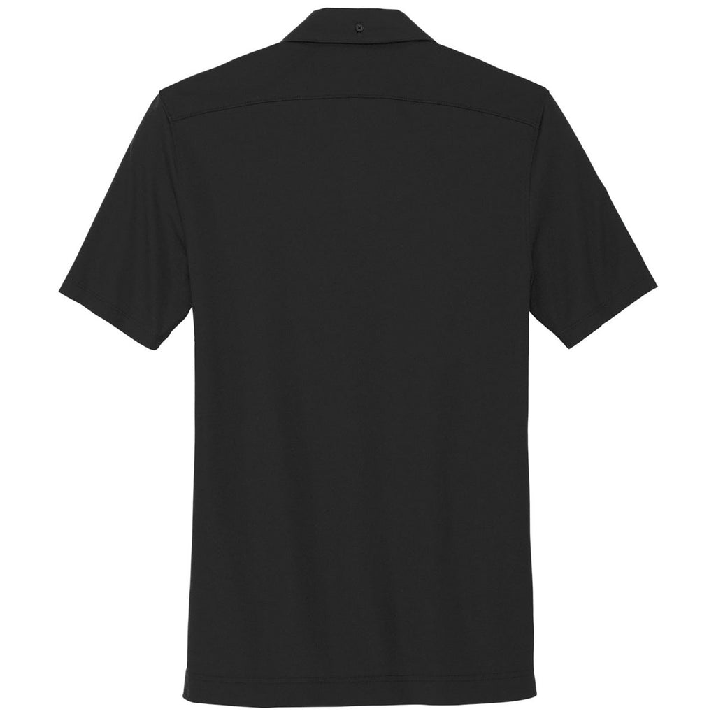 Mercer+Mettle Men's Deep Black Stretch Pique Full-Button Polo