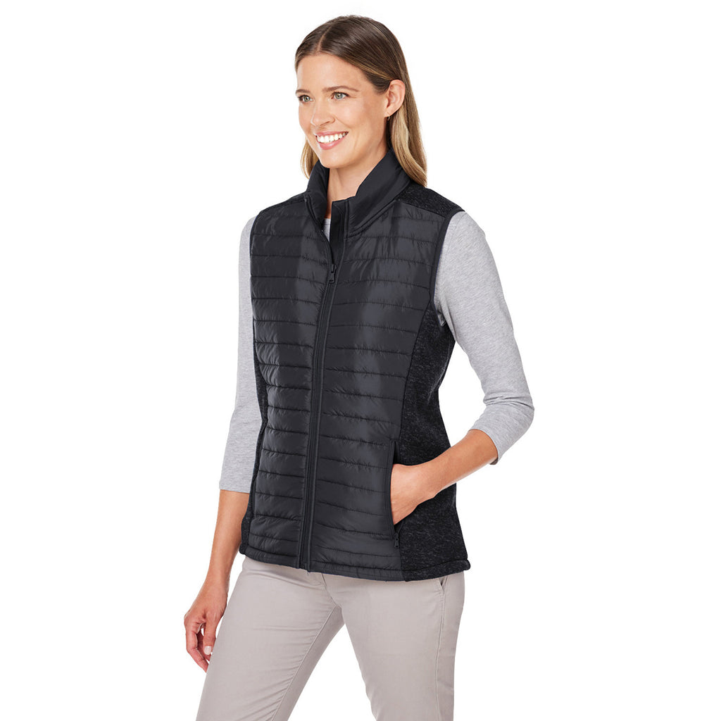 Nautica Women's Black/Black Heather Harbor Puffer Vest