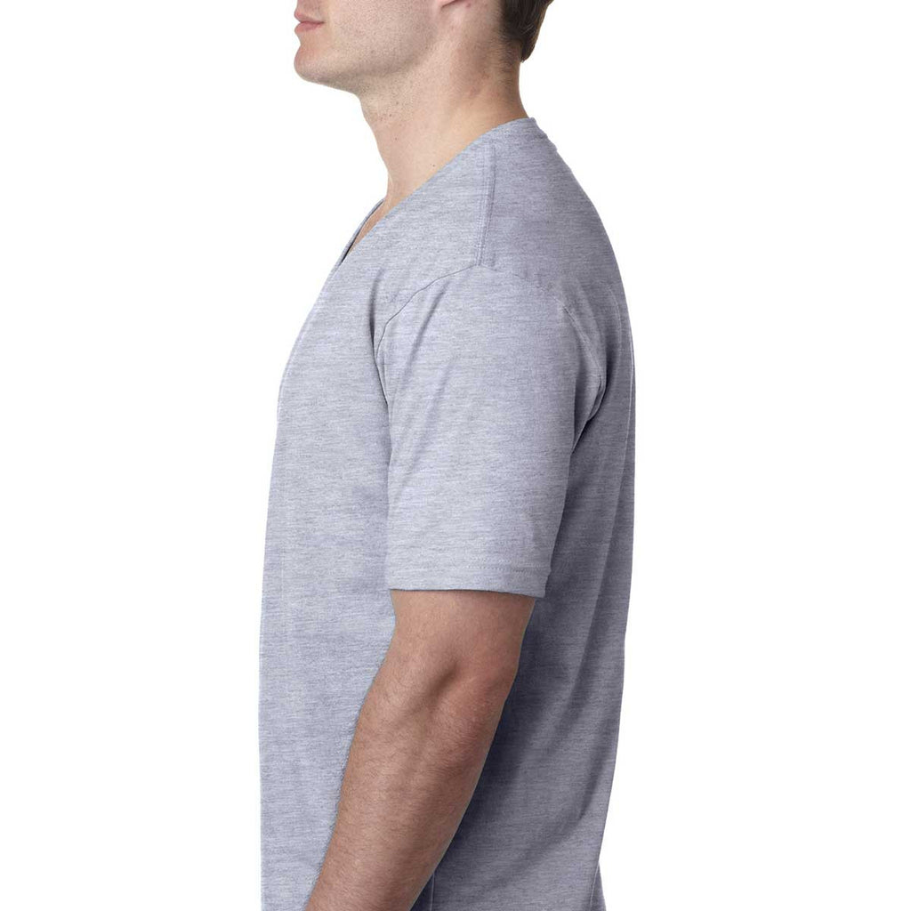 Next Level Men's Heather Grey Premium Fitted Short-Sleeve V-Neck Tee