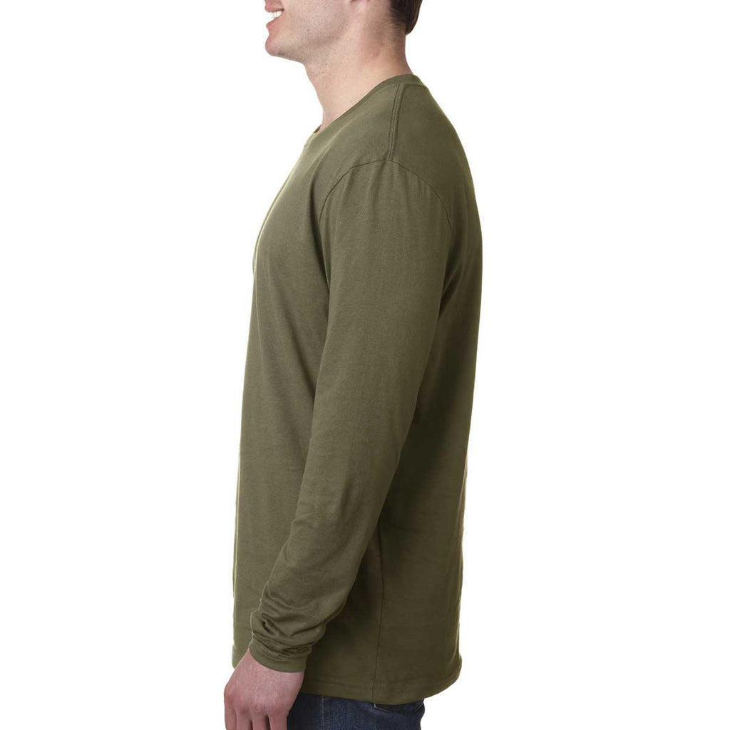 Next Level Men's Military Green Premium Fitted Long-Sleeve Crew Tee