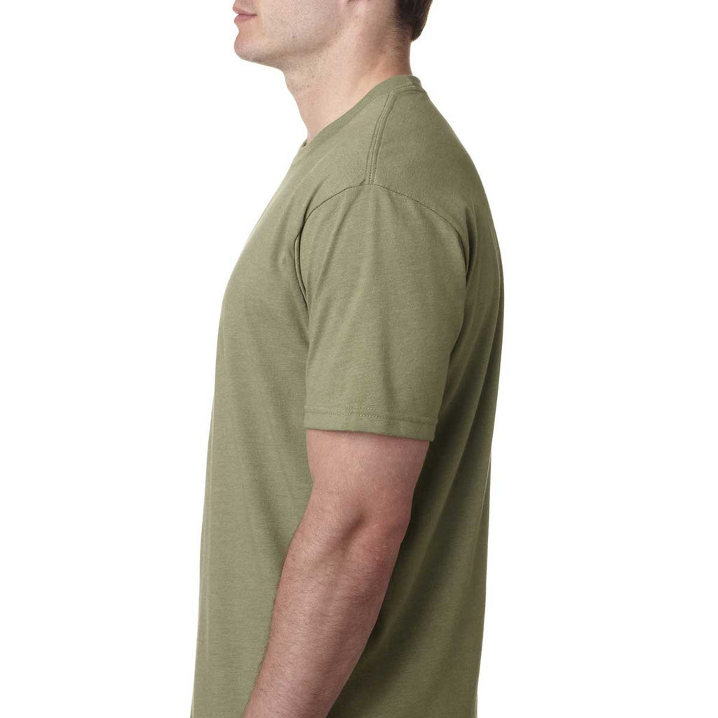 Next Level Men's Light Olive Premium Fitted CVC Crew Tee