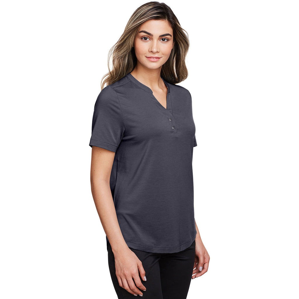 North End Women's Carbon Jaq Snap-Up Stretch Performance Polo