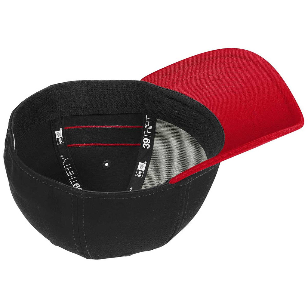 New Era Black/Scarlet Stretch Cotton Striped Cap