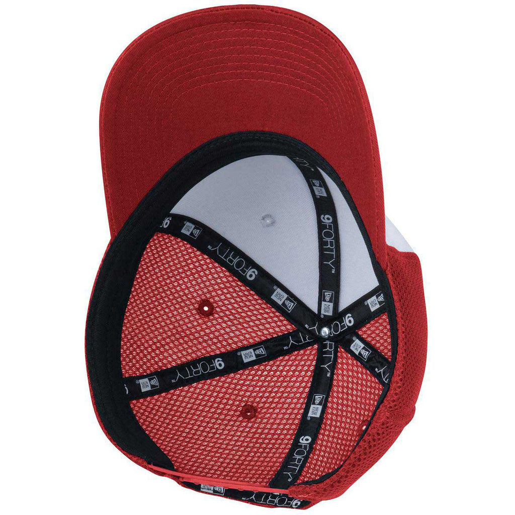 New Era 9FORTY White/Scarlet Red Snapback Contrast Front Mesh Cap