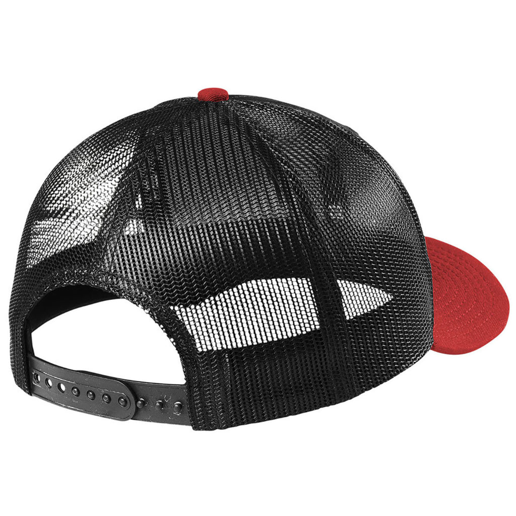 New Era Black/Scarlet Snapback Low Profile Trucker Cap