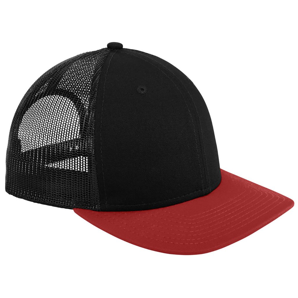 New Era Black/Scarlet Snapback Low Profile Trucker Cap