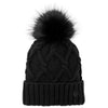 New Era Black Faux Fur Pom Beanie