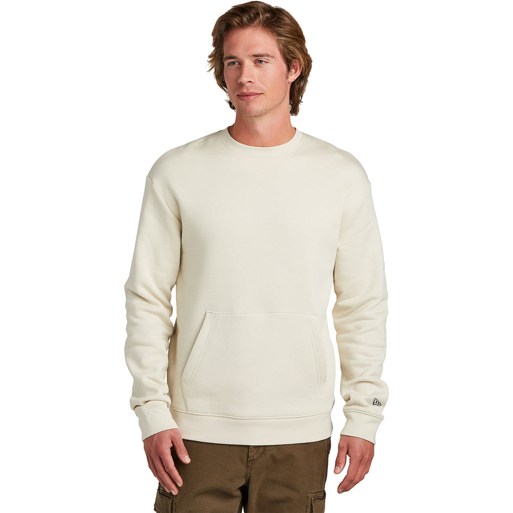 New Era Men's Soft Beige Heritage Fleece Pocket Crew