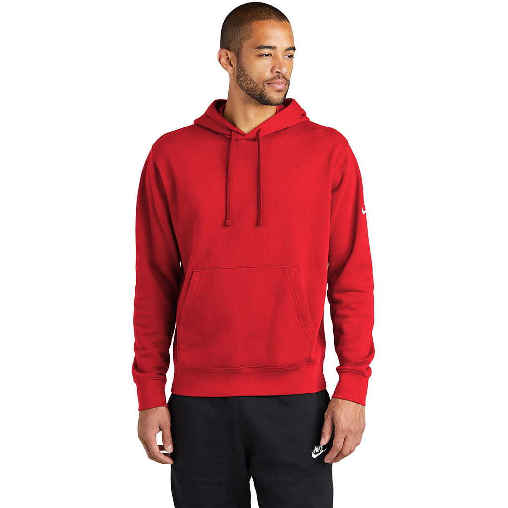 Nike Men's University Red Club Fleece Sleeve Swoosh Pullover Hoodie