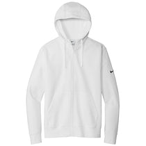 Nike Men's White Club Fleece Sleeve Swoosh Full-Zip Hoodie