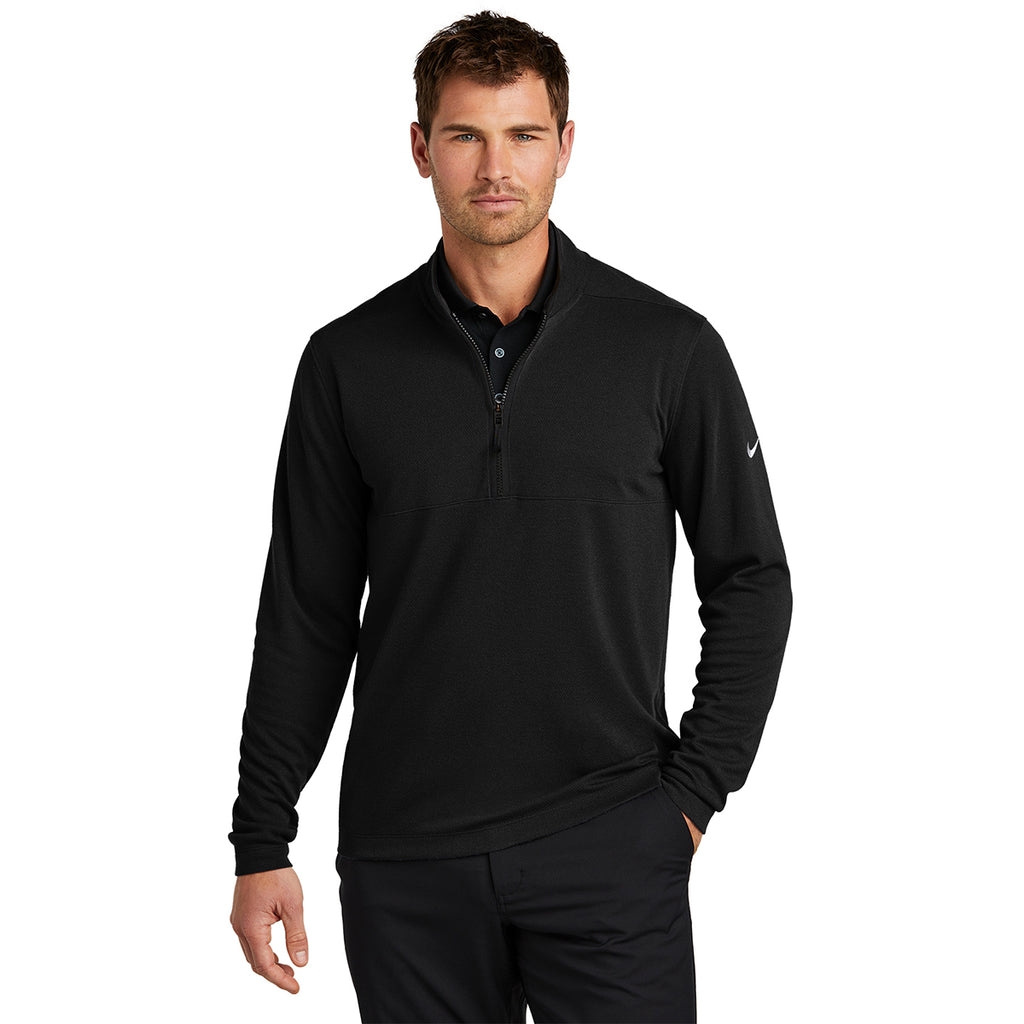 Nike Men's Black Textured 1/2 Zip Cover-UP