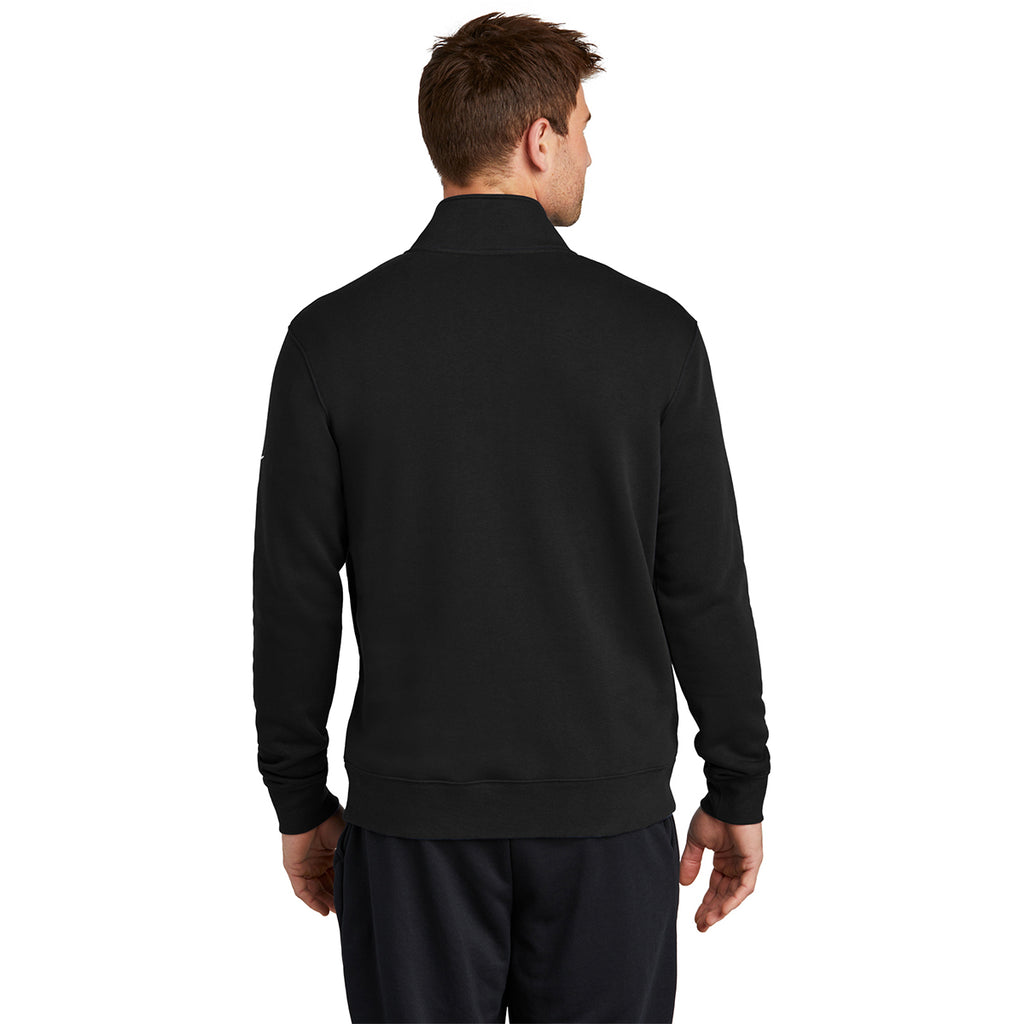 Nike Men's Black Club Fleece Sleeve Swoosh 1/2 Zip