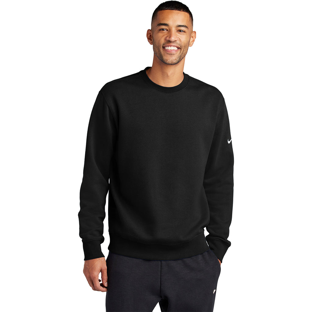 Nike Men's Black Club Fleece Sleeve Swoosh Crew