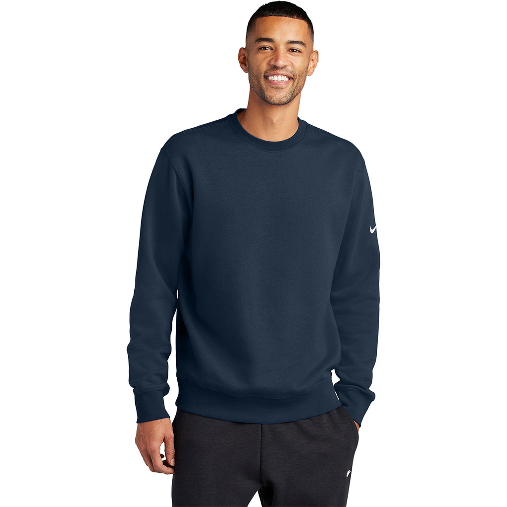 Nike Men's Midnight Navy Club Fleece Sleeve Swoosh Crew