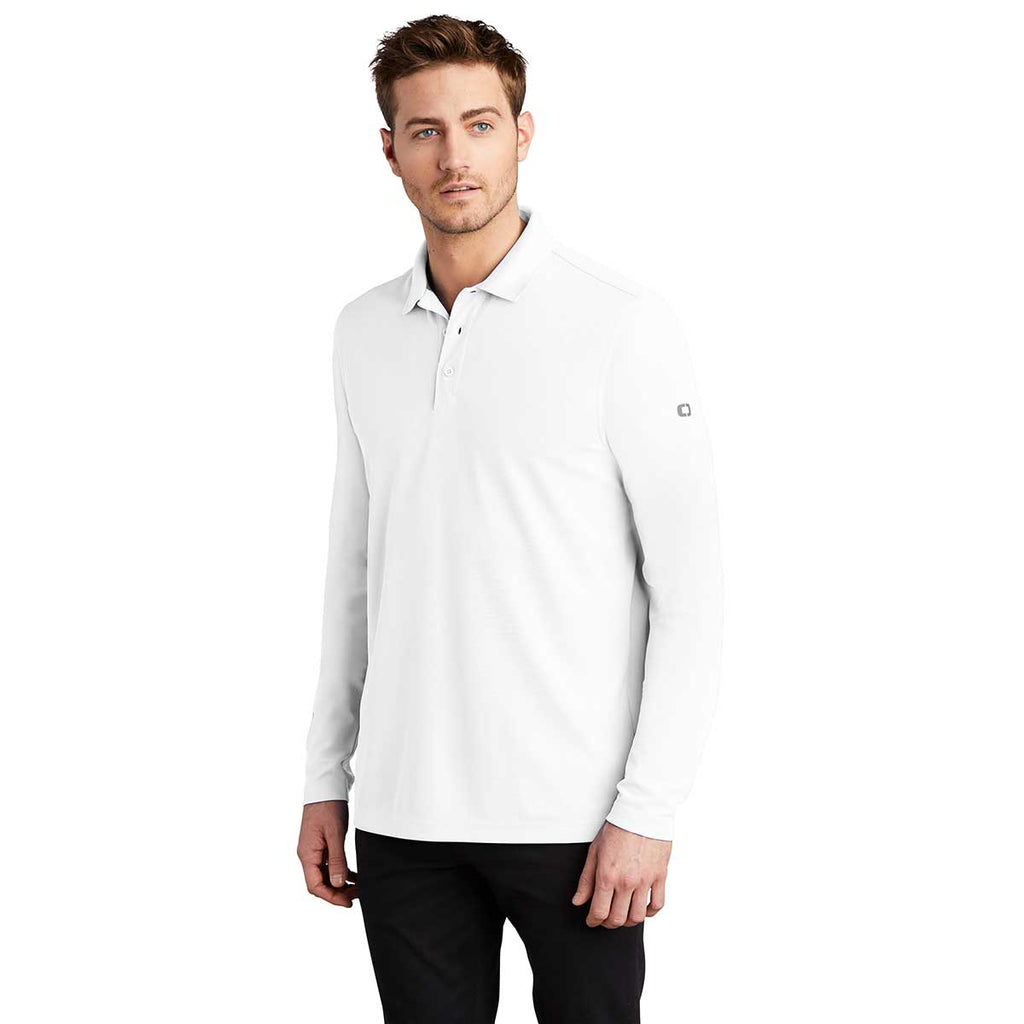 OGIO Men's Bright White Caliber 2.0 Long Sleeve Polo