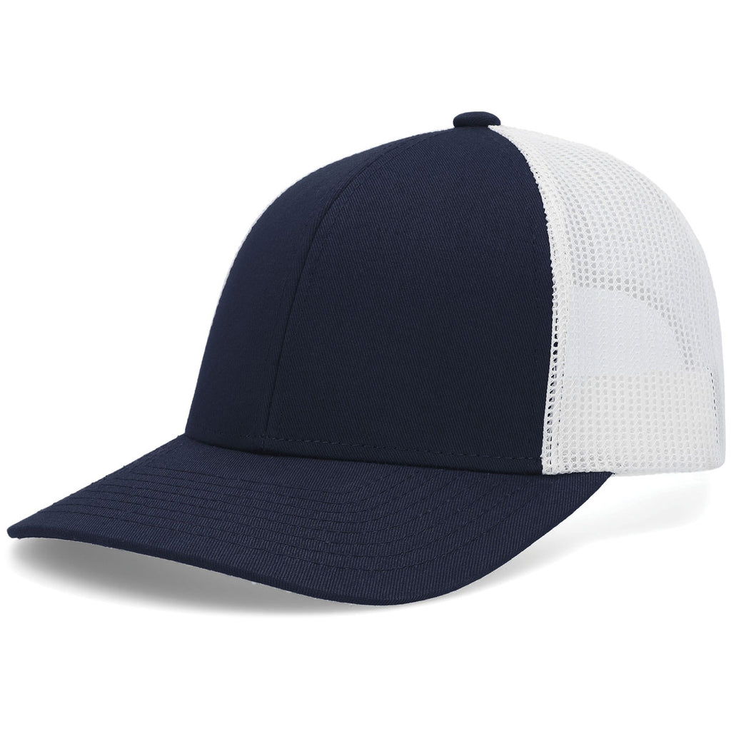 Pacific Headwear Navy/White/Navy Low-Pro Trucker Cap