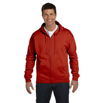 Hanes Men's Deep Red 7.8 oz. EcoSmart 50/50 Full-Zip Hood
