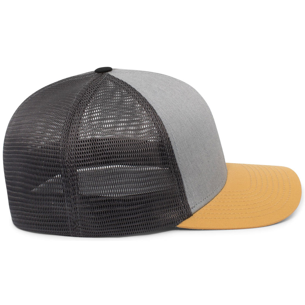 Pacific Headwear Heather Grey/Light Charcoal/Amber Gold Fusion Trucker Cap