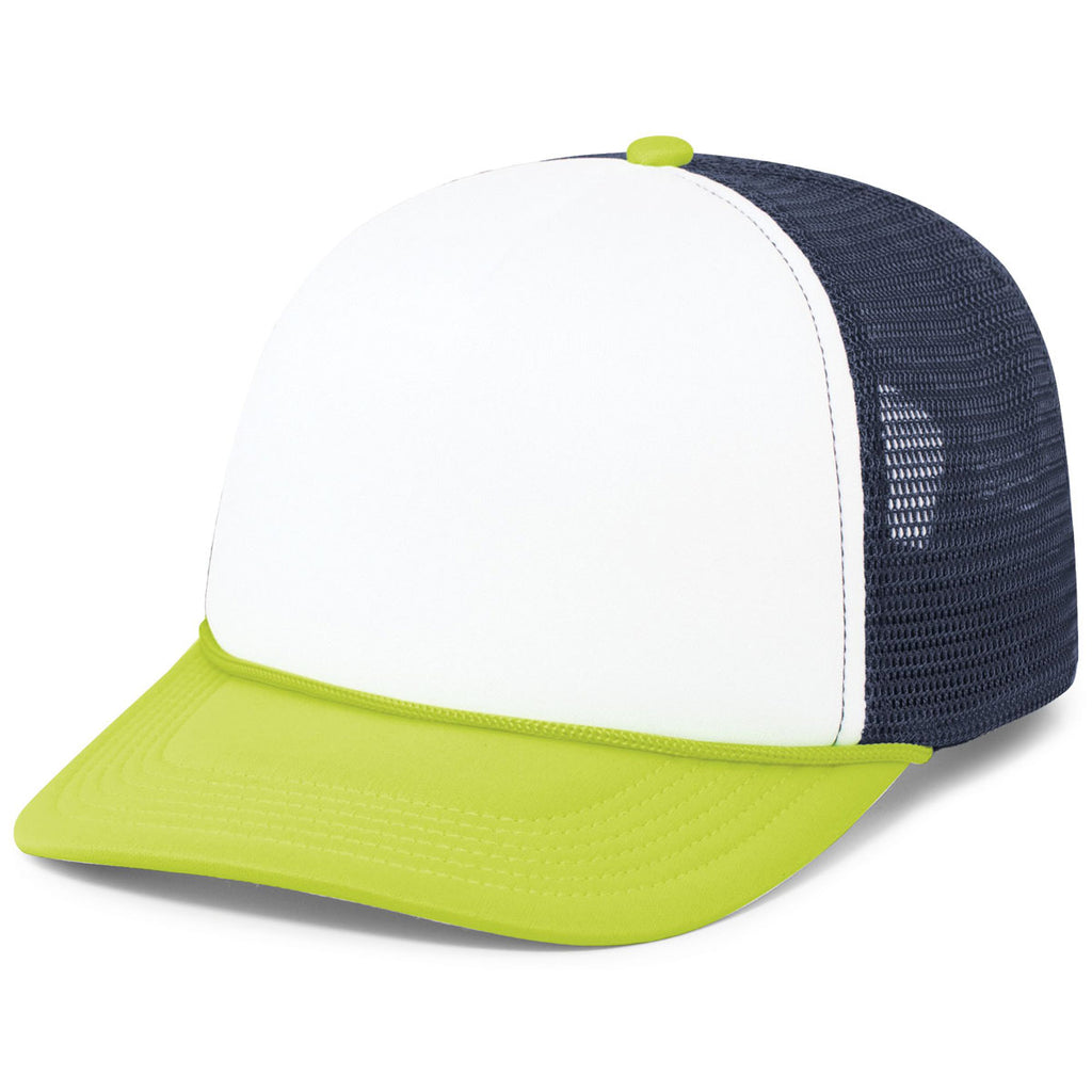 Pacific Headwear White/Navy/Chartruese Foamie Fresh Trucker Cap