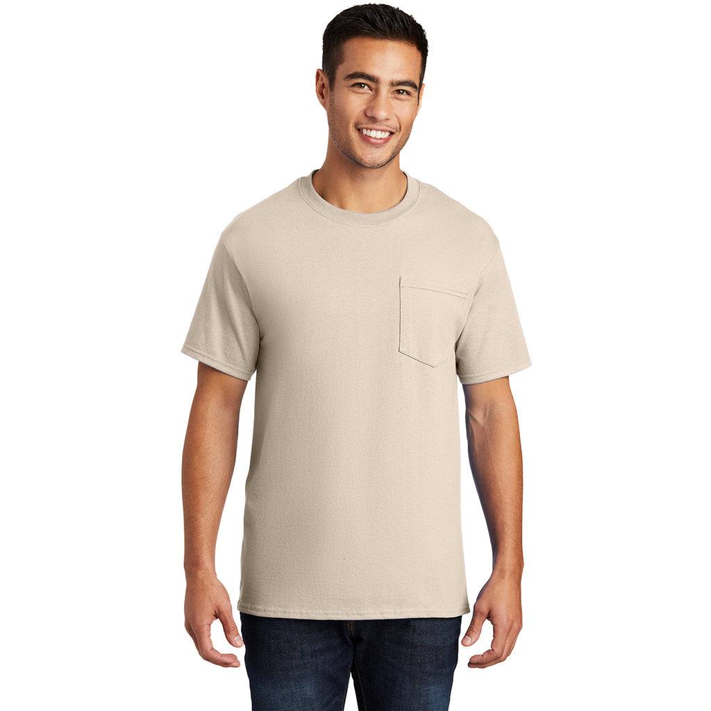 Port & Company Men's Natural Essential Pocket Tee