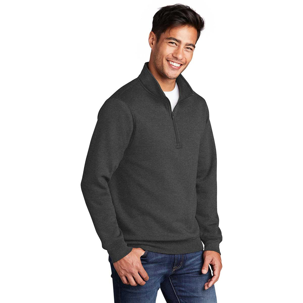 Port & Company Men's Dark Heather Grey Core Fleece 1/4 Zip Pullover Sweatshirt