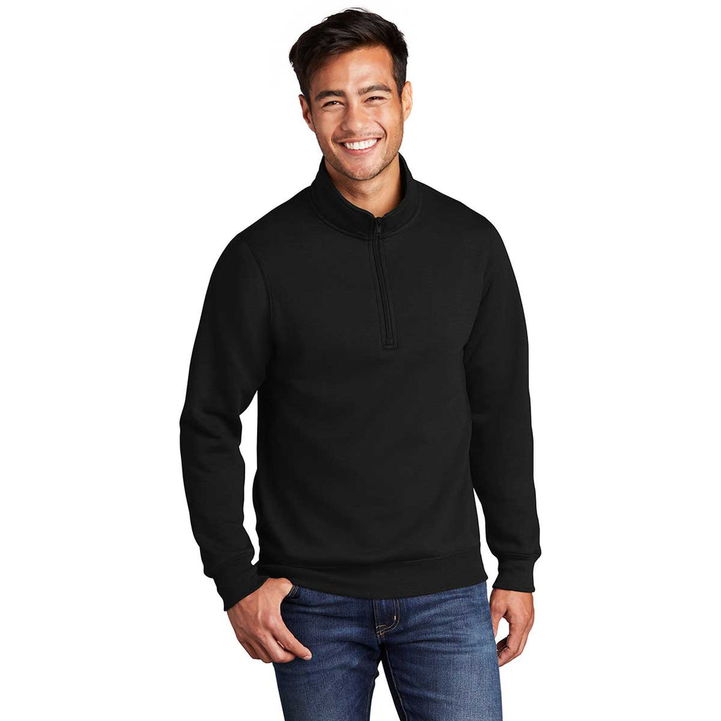 Port & Company Men's Jet Black Core Fleece 1/4 Zip Pullover Sweatshirt