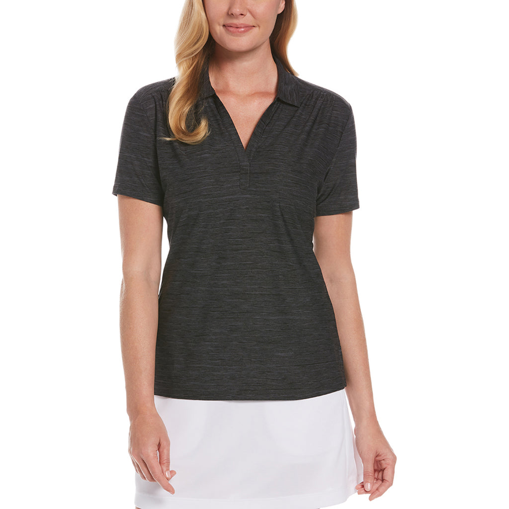 Perry Ellis Women's Caviar Black Space Dye Polo