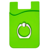 Primeline Green-Lime Silicone Card Holder with Metal Ring Phone Stand