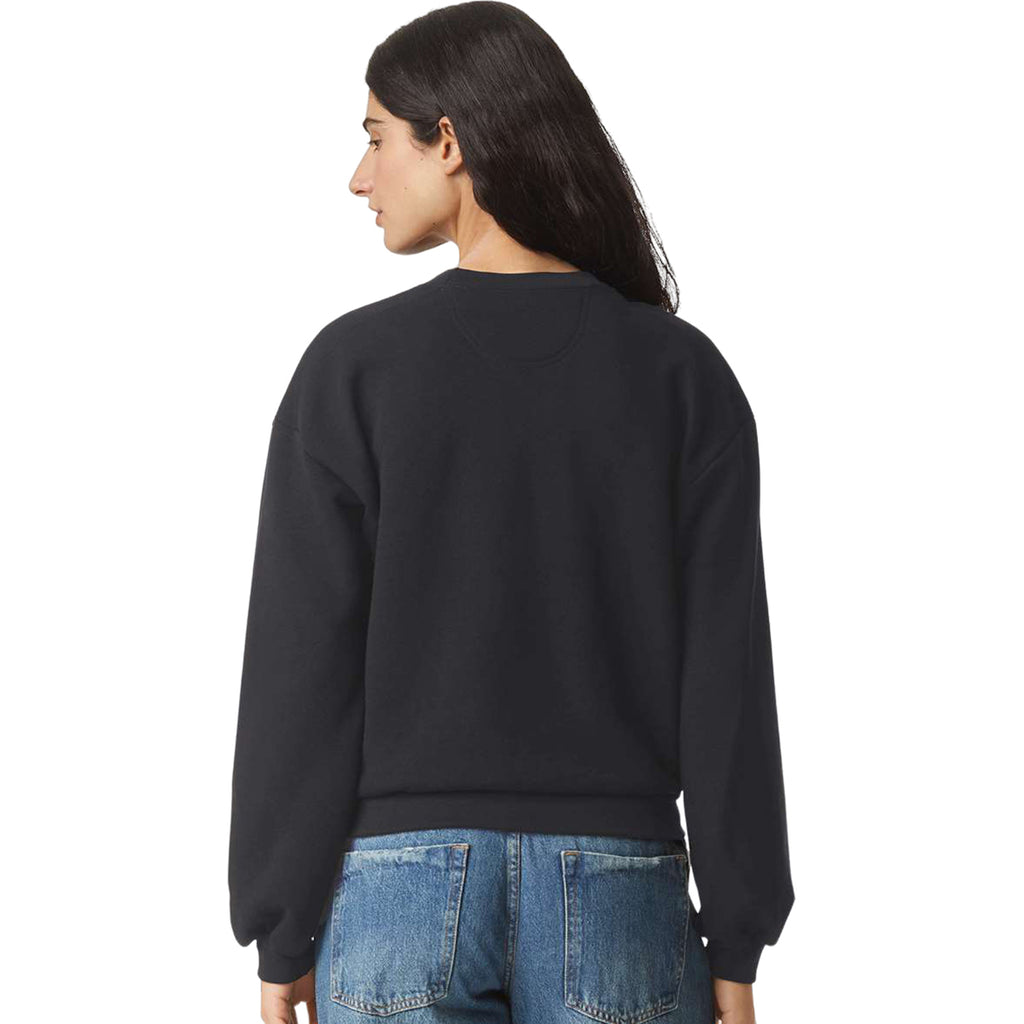 American Apparel Women's Black ReFlex Fleece Crewneck Sweatshirt