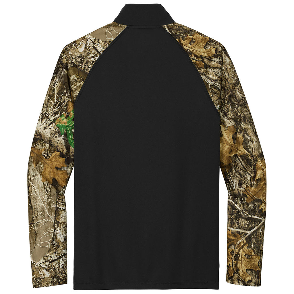 Russell Outdoors Men's Black/ Realtree Edge Realtree Colorblock Performance Quarter Zip