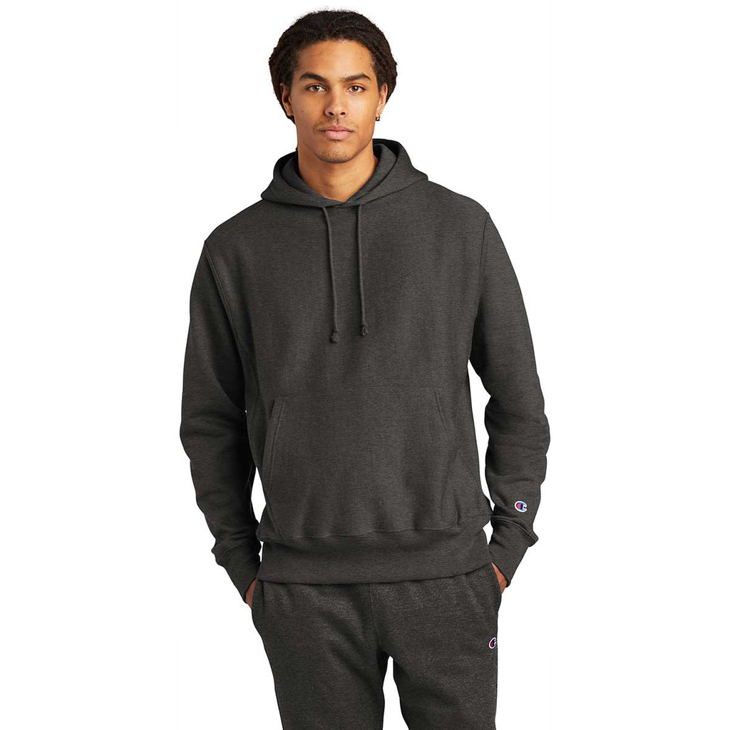 Champion Men's Charcoal Heather Reverse Weave Hooded Sweatshirt