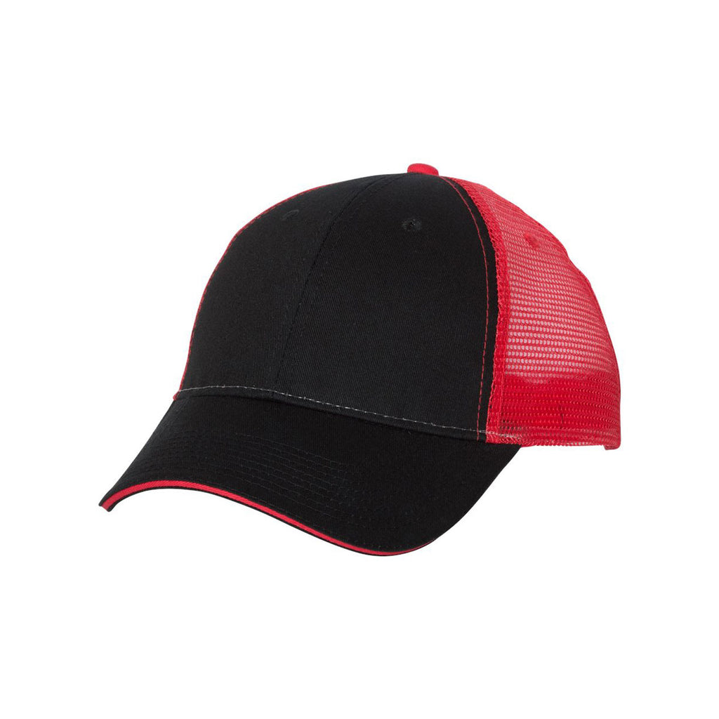 Valucap Black/Red Sandwich Trucker Cap