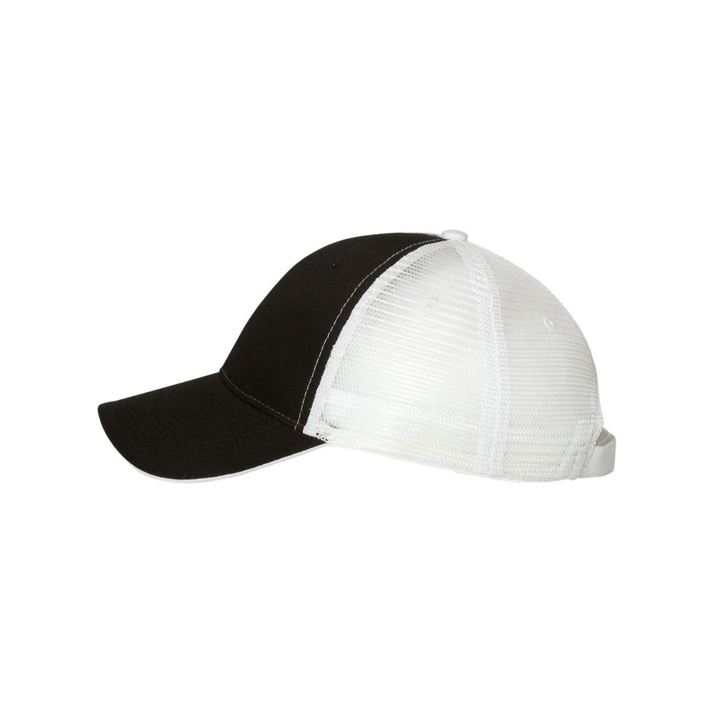 Valucap Black/White Sandwich Trucker Cap