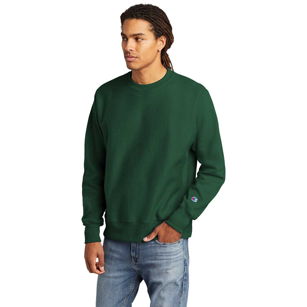 Champion Men's Dark Green Reverse Weave Crewneck Sweatshirt