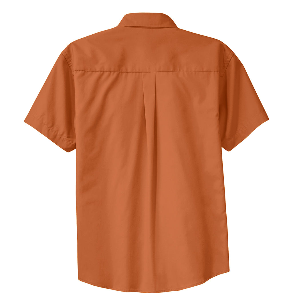 Port Authority Men's Texas Orange/Light Stone Short Sleeve Easy Care Shirt