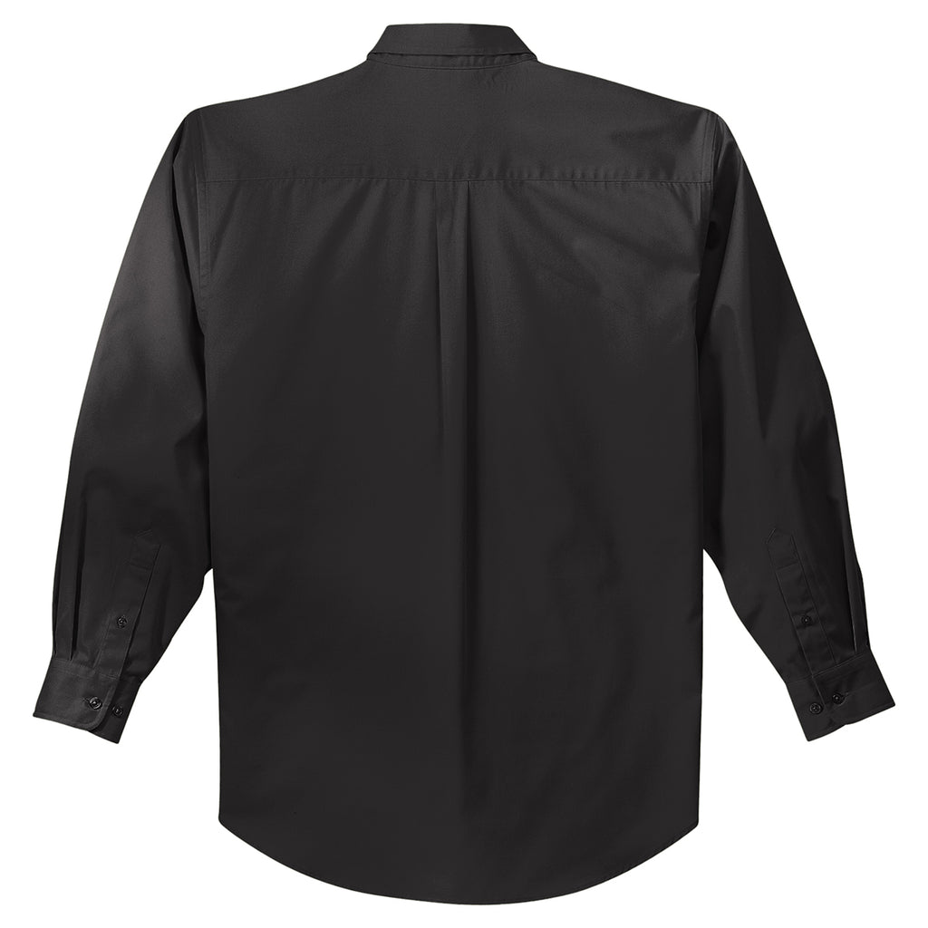 Port Authority Men's Black/Light Stone Extended Size Long Sleeve Easy Care Shirt