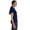 Hanes Women's Navy 4.5 oz. 100% Ringspun Cotton nano-T T-Shirt