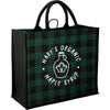 Bullet Green Buffalo Plaid Printed Jute Tote