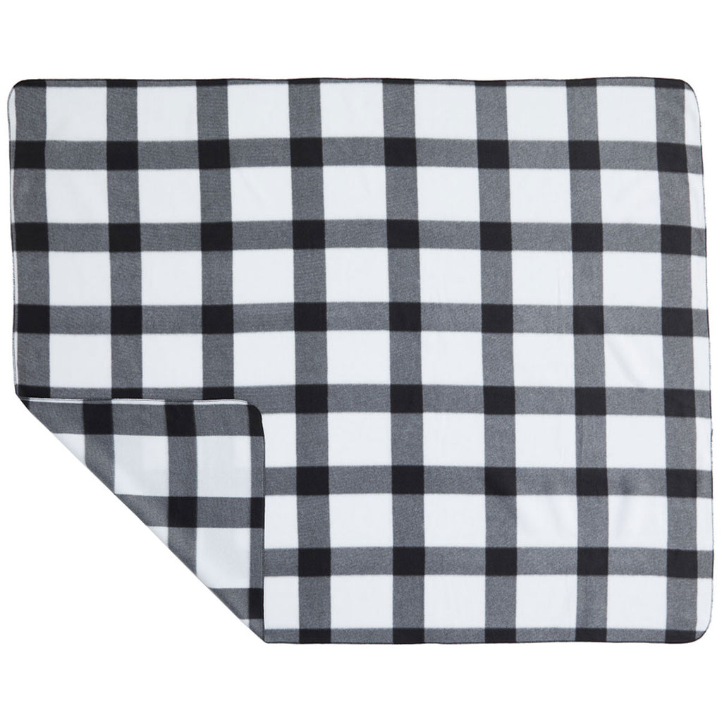 Bullet White/Black Buffalo Plaid Fleece Blanket