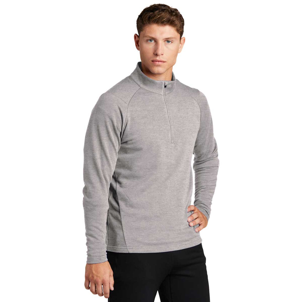 Sport-Tek Men's Heather Grey Lightweight French Terry Quarter Zip Pullover