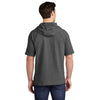 Sport-Tek Men's Dark Grey Heather PosiCharge Tri-Blend Wicking Fleece Short Sleeve Hoodie