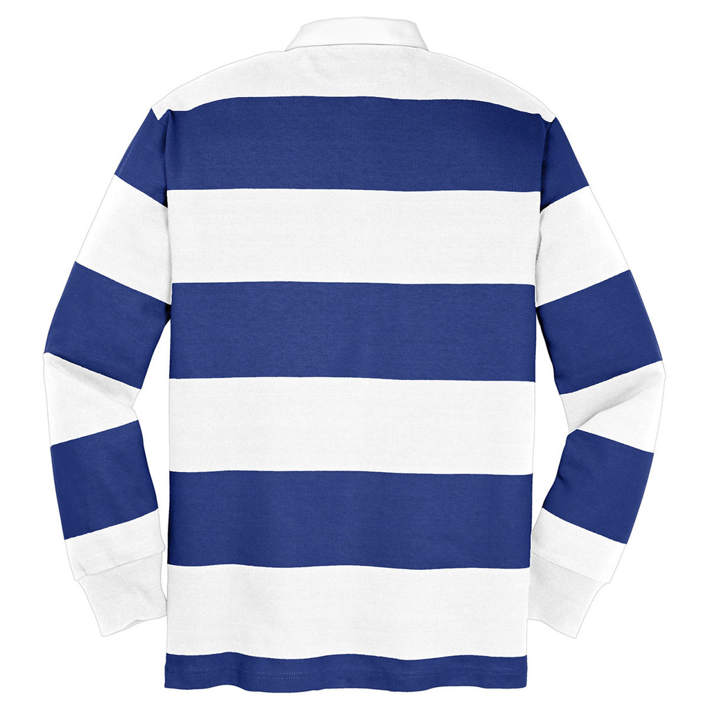 Sport-Tek Men's True Royal/White Classic Long Sleeve Rugby Polo