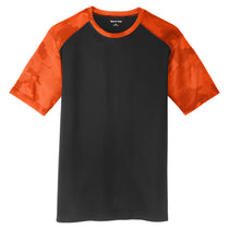 Sport-Tek Men's Black/Neon Orange CamoHex Colorblock Tee