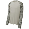 Sport-Tek Men's Silver Drift Camo Colorblock Long Sleeve Tee