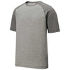 Sport-Tek Men's Dark Grey Heather/Light Grey Heather PosiCharge Tri-Blend Wicking Raglan Tee