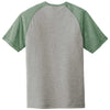 Sport-Tek Men's Forest Green Heather/Light Grey Heather PosiCharge Tri-Blend Wicking Raglan Tee